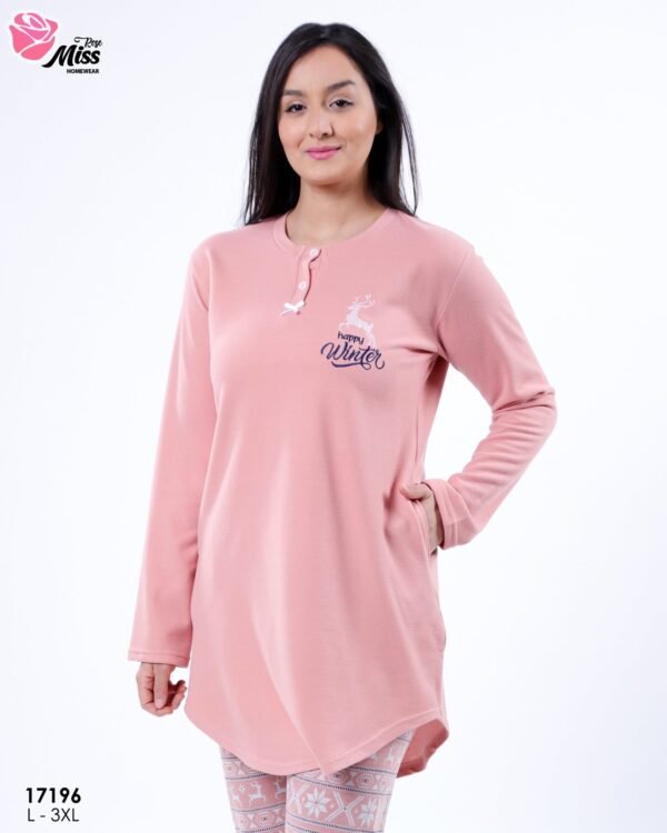 Rose Miss Pyjama tunique polaire – Réf 17196 – Corail