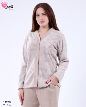 Rose Miss Pyjama polaire boutonné – Réf 17203 – Beige