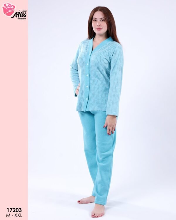 Rose Miss Pyjama polaire boutonné – Réf 17203 – Turquoise