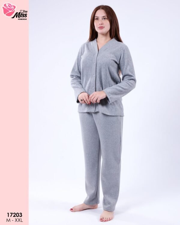 Rose Miss Pyjama polaire boutonné – Réf 17203 – Gris