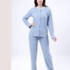 Rose Miss Pyjama boutonné jacquard – Réf 17206 – Bleu jean