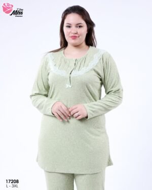 Rose Miss Pyjama tunique dentelle – Réf 17208 – Vert sauge