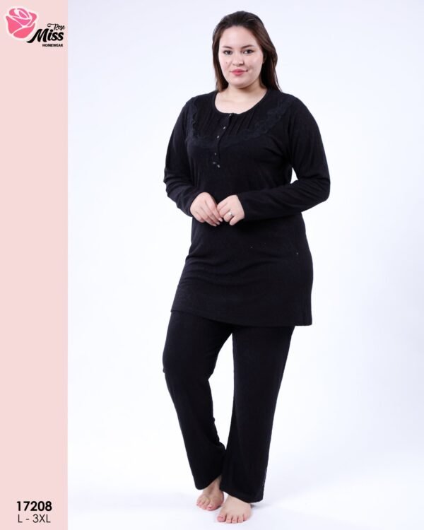 Rose Miss Pyjama tunique dentelle – Réf 17208 – Noir