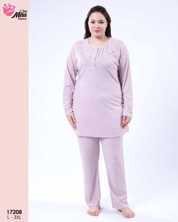 Rose Miss Pyjama tunique dentelle – Réf 17208 – Mauve