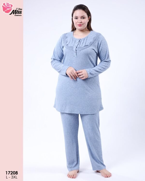 Rose Miss Pyjama tunique dentelle – Réf 17208 – Bleu jean