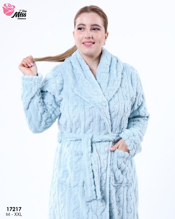 Rose Miss Robe de chambre polaire longue – Réf 17217 – Bleu ciel
