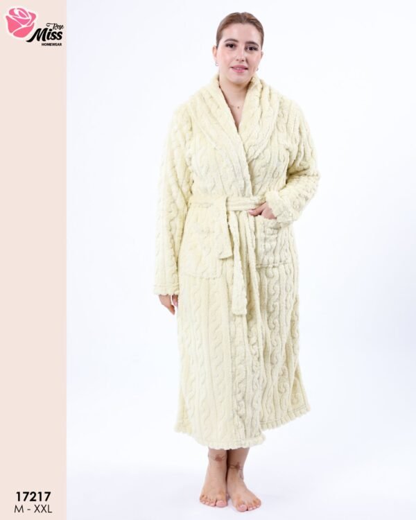 Rose Miss Robe de chambre polaire longue – Réf 17217 – Jaune pâle