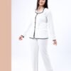 Rose Miss Pyjama boutonné côtelé – Réf 17221 – Blanc