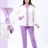 Rose Miss Pyjama polaire boutonné bicolore – Réf 17222 – Écru et lilas