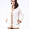 Rose Miss Pyjama polaire boutonné bicolore – Réf 17222 – Écru et camel