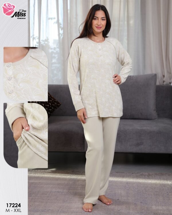 Rose Miss Pyjama tunique imprimé – Réf 17224 – Beige