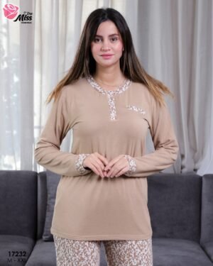 Rose Miss Pyjama imprimé – Réf 17232 – Camel