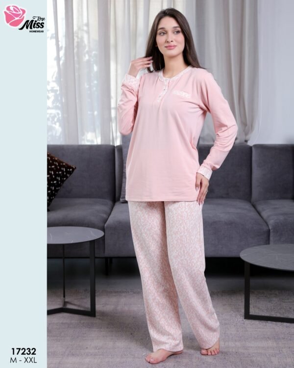 Rose Miss Pyjama imprimé – Réf 17232 – Rose pâle