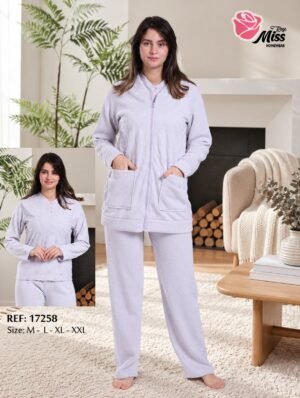 Rose Miss Pyjama 3 pièces polaire avec veste – Réf 17258 – Lilas