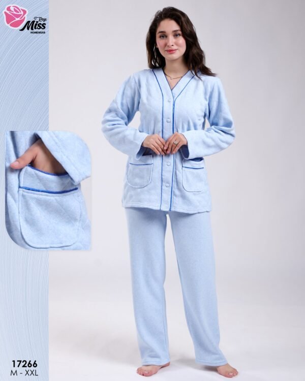 Rose Miss Pyjama polaire boutonné – Réf 17266 – Bleu ciel