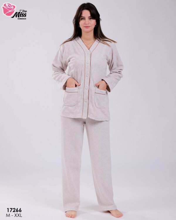 Rose Miss Pyjama polaire boutonné – Réf 17266 – Beige