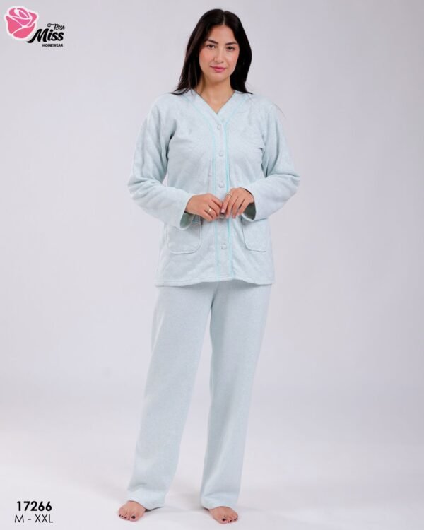 Rose Miss Pyjama polaire boutonné – Réf 17266 – Vert d'eau