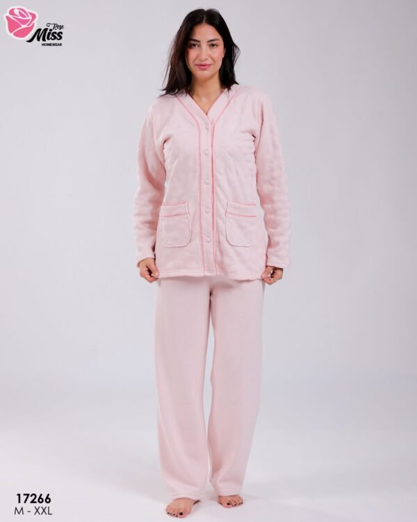 Rose Miss Pyjama polaire boutonné – Réf 17266 – Rose pâle