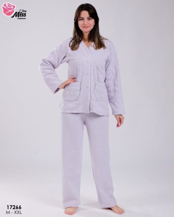 Rose Miss Pyjama polaire boutonné – Réf 17266 – Lilas