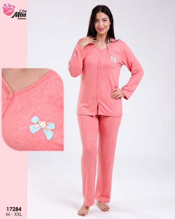 Rose Miss Pyjama boutonné – Réf 17284 – Corail