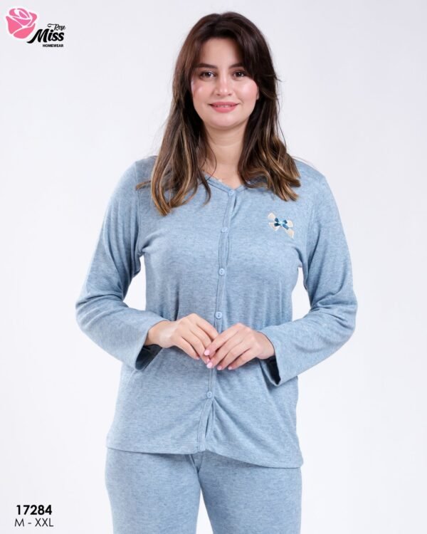Rose Miss Pyjama boutonné – Réf 17284 – Bleu gris