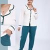 Rose Miss Pyjama chemise bicolore – Réf 17288 – Écru et pétrole