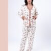 Rose Miss Pyjama polaire boutonné cœurs – Réf 17300 – Écru