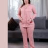 Rose Miss Pyjama boutonné jacquard cerises – Réf 17380 – Vieux rose