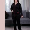 Rose Miss Pyjama boutonné jacquard cerises – Réf 17380 – Noir