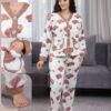 Rose Miss Pyjama polaire imprimé oursons – Réf 17385 – Écru marron
