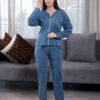 Rose Miss Pyjama boutonné jacquard – Réf 17390 – Bleu pétrole Rose Miss Pyjama boutonné jacquard – Réf 17390 – Bleu pétrole