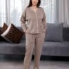 Rose Miss Pyjama boutonné jacquard – Réf 17390 – Taupe Rose Miss Pyjama boutonné jacquard – Réf 17390 – Taupe