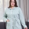 Rose Miss Robe de chambre matelassée fleurie – Réf 17438 – Vert d'eau