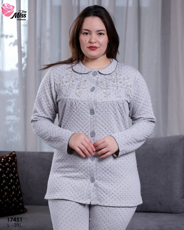 Rose Miss Pyjama matelassé brodé – Réf 17451 – Gris