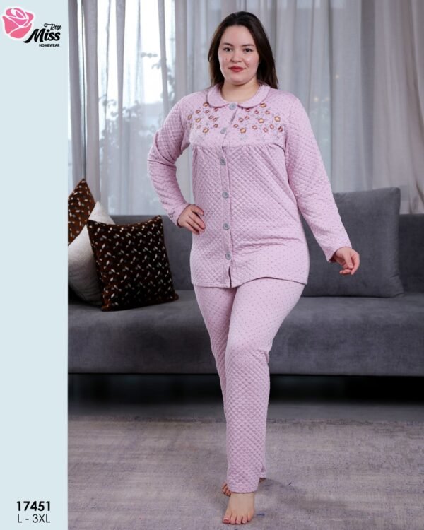 Rose Miss Pyjama matelassé brodé – Réf 17451 – Rose