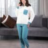 Rose Miss Pyjama polaire zippé bicolore – Réf 17513 – Écru et pétrole