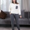 Rose Miss Pyjama polaire zippé bicolore – Réf 17513 – Écru et gris