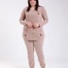 Rose Miss Pyjama velours côtelé boutonné cerises – Réf 17520 – Beige