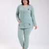 Rose Miss Pyjama velours côtelé boutonné cerises – Réf 17520 – Vert d'eau