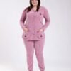 Rose Miss Pyjama velours côtelé boutonné cerises – Réf 17520 – Mauve
