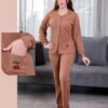 Rose Miss Pyjama côtelé boutonné cerise – Réf 17529 – Rouille