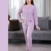 Rose Miss Pyjama côtelé boutonné cerise – Réf 17529 – Lilas