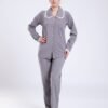 Rose Miss Pyjama boutonné col dentelle – Réf 17532 – Gris