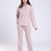 Rose Miss Pyjama boutonné col dentelle – Réf 17532 – Beige rosé