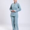 Rose Miss Pyjama boutonné col dentelle – Réf 17532 – Bleu pétrole