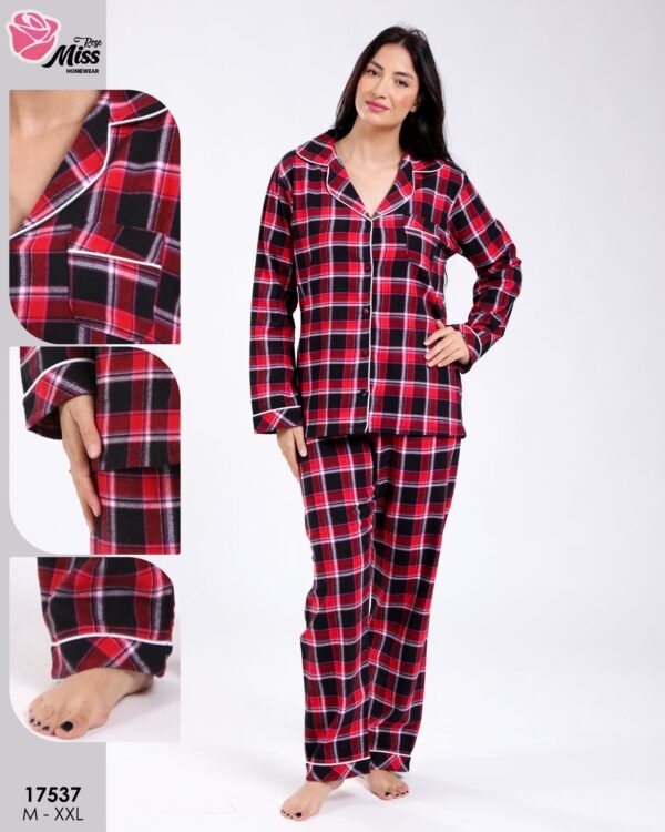 Rose Miss Pyjama chemise à carreaux – Réf 17537 – Rouge