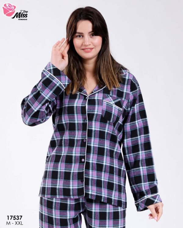Rose Miss Pyjama chemise à carreaux – Réf 17537 – Violet