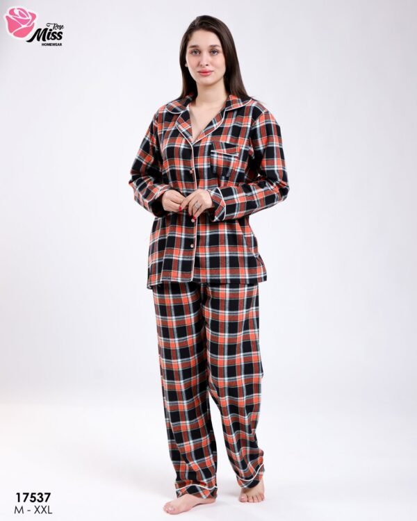 Rose Miss Pyjama chemise à carreaux – Réf 17537 – Orange