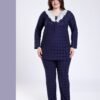 Rose Miss Pyjama tunique pied-de-poule dentelle – Réf 17543 – Bleu marine Rose Miss Pyjama tunique pied-de-poule dentelle – Réf 17543 – Bleu marine
