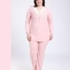 Rose Miss Pyjama tunique pied-de-poule dentelle – Réf 17543 – Rose pâle Rose Miss Pyjama tunique pied-de-poule dentelle – Réf 17543 – Rose pâle